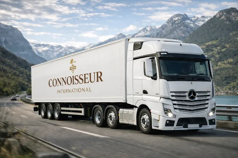 Overland freight truck on highway